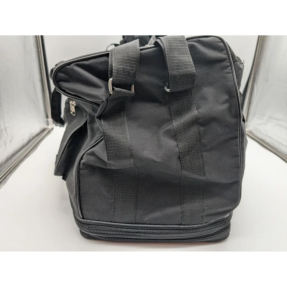 Diesel Black Canvas Duffel Bag Travel Gym Weekend Bag Zippered Base Pocket